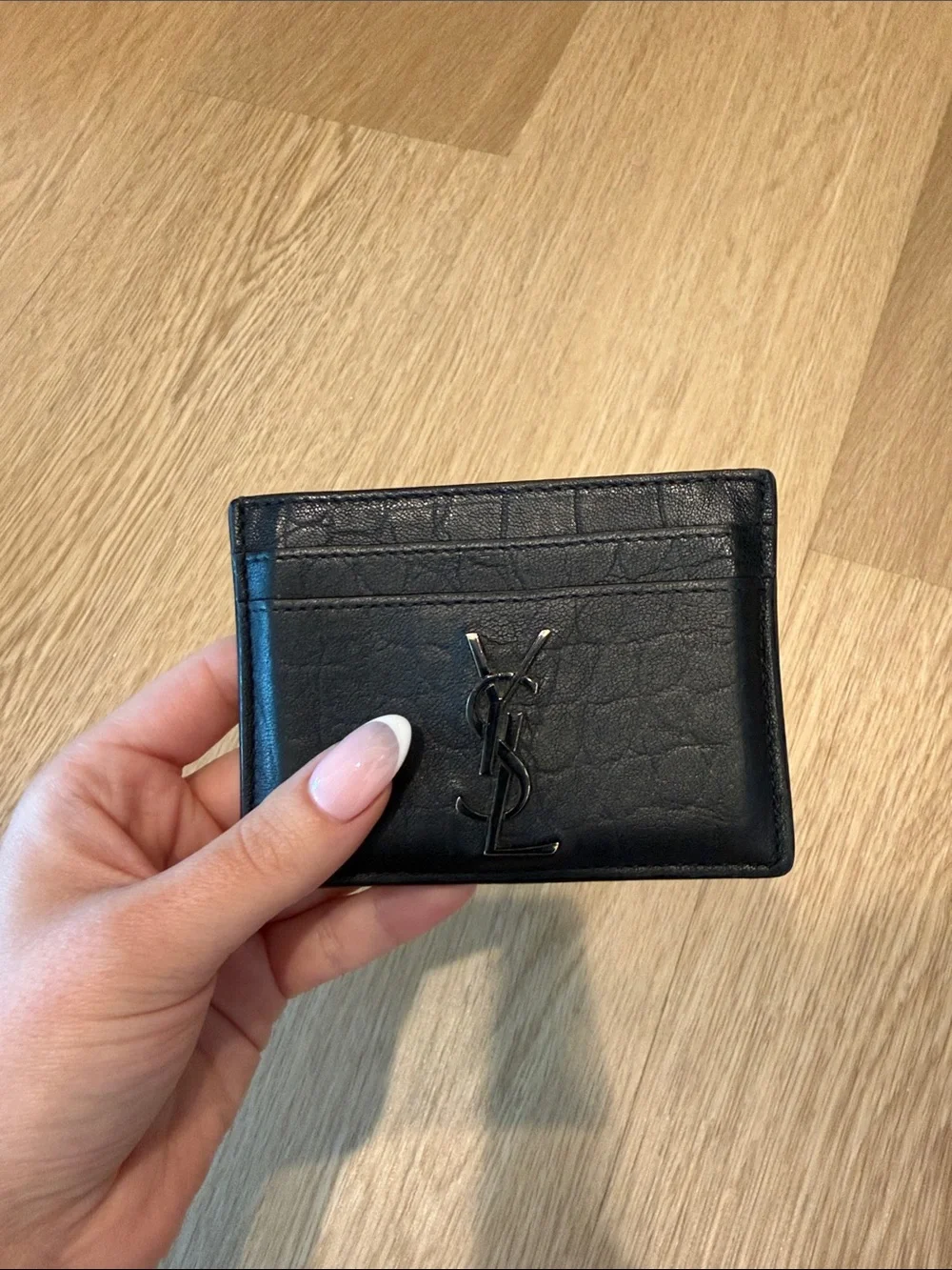 Saint Laurent Black Leather Card & Key Holder with YSL Monogram
